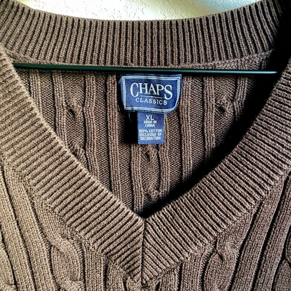Chaps Dark Brown Cable Knit Sweater - Picture 2 of 2